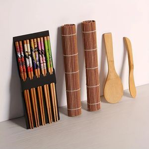 1pcq Utensile da cucina per sushi Tappetino in rotolo di bambù Palla di riso fai da te Paddler per riso Pezzi con strumento per sushi in bambù Accessori da cucina 240103