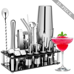 23 -stycken cocktail shaker set rostfritt stål martini mixer dryck bartender kit bar party verktyg 550750 ml boston 240104