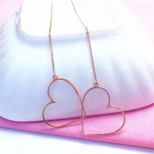 Dangle Earrings Classic Designs 585 여성용 Purple Gold Heart 자형 14k Rose Simple Long Ear Line Party Jewelry