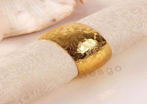 Cała złota srebrna serwetka w kształcie bębna metalowa serwetka Pierścionki z serwetki El Wedding Party Dekoracje DB1726863