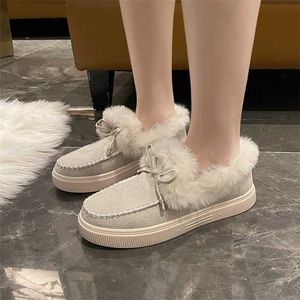 Boots Snowy Womens Autumn and Winter New Large Flat Bottom Bow Tie Slippers Lazy Cotton Shoes 230830