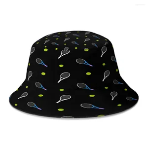 Berets Tennis Dracket و Ball Bucket Hat للنساء للطلاب قابلة للطي بوب قبعات الصيد في بنما كاب الخريف