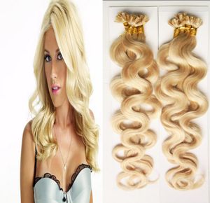 Blonde Hair 200g 1gstrand Double Drawn Fusion Hair body wave Nail U Tip Machine Made Remy Pre Bonded Hair Extension6376391