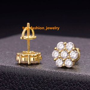 Hip Jewelry S925 Cluster Big Flower Iced Out 2.5ct Moissnaite Diamond Studs Earrings