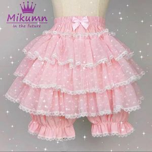 Skirts Mikumn Haruku Sweet Lace Shorts Skirts Y2k Japanese Lolita Kawaii Jk Ruffles Bloomers Women Elastic Waist Safety Short Pants