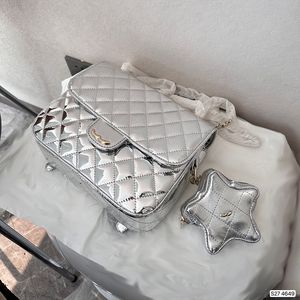 24c gwiazdy torba stylowa kobiety plecak 23 cm błyszczący patent skórzany diament Gingham złoty sprzęt metalowy zapięcie luksusowa torebka Matelasse łańcuch crossbody torebka makijażu