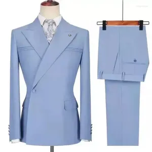 Ternos masculinos mtm negócios 2 peças moda fino ajuste conjunto casamento noivo baile smoking blazer terno roupas traje homme