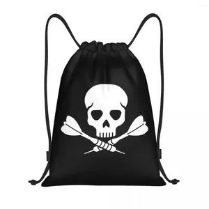 Sacos de compras Personalizado Dardos Crânio Saco de Cordão Homens Mulheres Leve Dartboard Player Sports Gym Mochila de armazenamento