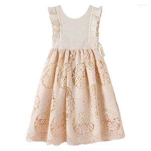 Mädchen Kleider Kinder Mädchen Sommer Spitzenkleid Kinder Teenager Mode Baumwolle Leinen Flare Ärmellose Weste Kleidung