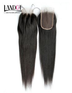 8A brasiliansk rak spetsstängning 4x4 Storlek Billiga Human Hair Top Spetsstängningar bitar Middle3 Way Part Stängning Natural Color7051513