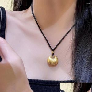 Pendant Necklaces Korean Creative Ethnic Style Golden Lucky Lock Bell Necklace Buckle Gift Women Girls Year Drop Delivery Jewelry Pend Oth7G