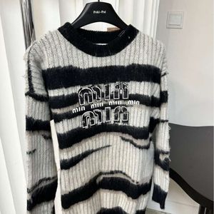 MM Home 24 Autumn/winter Women's Sweater New Letter Embroidery Decoration Design Style Unisex Striped Sweater Loose Knitted