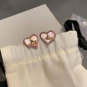 Lady Desigher Studs Saturn Pattern Natural Shell Heart Shape Earrings Gold Silver Girls Style European and American Style Studs