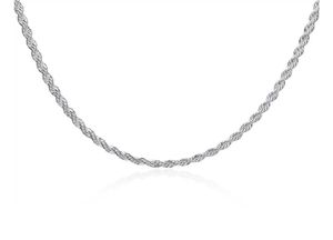 Topppläterade Sterling Silver Necklace 4mm Men ed Rope Chains 16 18 20 22 24 tum DHSN067 925 Silver Plate Neckor Jewel9583457