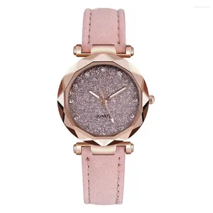 Armbandsur Rhinestone Star Sky Silver Pink Women Watch Leisure Fashion Trend Wear Frost Belt Quartz Watches Vintage Gift Wristwatch