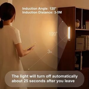 2st LED Motion Sensor Cabinet Light, Under Counter Closet Light, Wireless Magnetic USB laddningsbara kök nattlampor, batteridriven driven ljus, varmt ljus