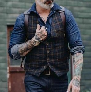 Västar mäns check Vest Men's Suit Vest Fashion Slim Men's Vest Top Jacket Men's Business Wear Wear