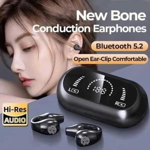 Cell Phone Earphones 2023 Newest Bone Conduction Earphone Bluetooth 5.2 Ear Clip on Ear Earring Wireless Headphones Sports Headsets Earhook with Mic YQ240105