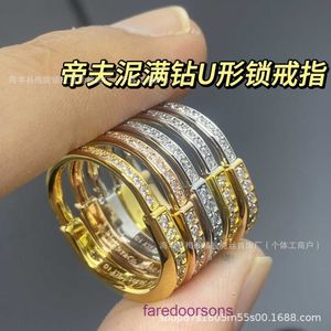 Tifannissm Designer Rings anello di gioielli firmati Versione superiore Anello di chiusura a forma di diamante pieno Celebrità femminile alta e scatola originale