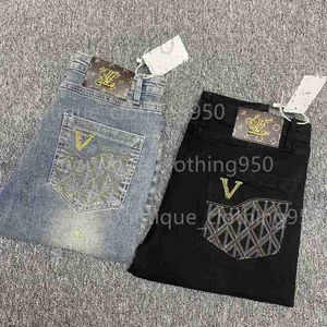 Jeans masculinos designer de moda marca de luxo alta rua reta jean homens azul preto jeans lavado grande buraco calças com zíper calça preta onjw