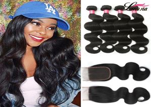Brazilian Body Wave Hair With 44 Closure Unprocessed Peruvian Indian Virgin Human Hair Weave Malaysian Body Wave 34 bundles with8890273