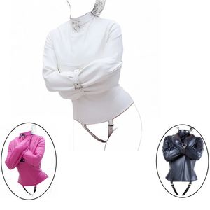 White Leather Straitjacket for Women BDSM Fetish Slave Games Restraint Costume Halloween Sexig 240105