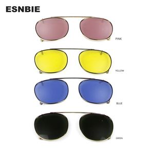 Sunglasses Depp Style Round Clip on Sunglasses Lens Blue Pink Yellow Green Polarized Sun Glasses for Women Men Fashion Tinted Clipon Lens