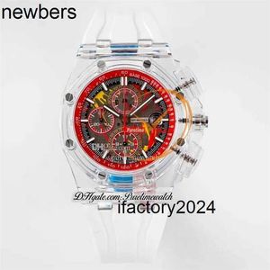 Rollenuhr Automatikwerk Clean Factory Herren Audemar Pigue Aebby 44 mm Remould A3126 Automatik-Chronograph Herrengehäuse aus transparentem Verbundmaterial Rot Weiß