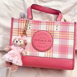 Роскошная сумка sacoche Дизайнерская сумка-тоут для женщин Розовая сумка для выходных Сумка с ремешком мужская Холст Кожаный кошелек Клатч Сумки через плечо в полоску