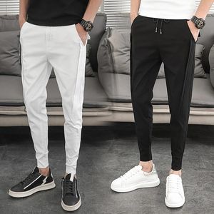 Klänning koreanska sommarbyxor män modedesign 2023 smala fit män harem byxor ankel längd fast alla matchar hiphop joggar byxor män