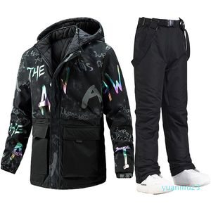 Kayak takım elbise erkek kış termal rüzgar geçirmez kıyafetler kar pantolon kayak ceket erkek spor seti kayak ve snowboard takımları marka tulumları 240104