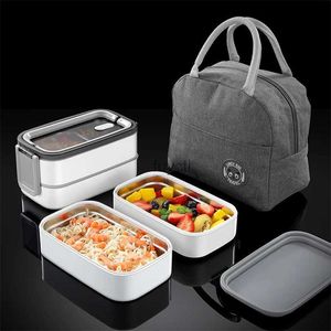 Bento caixas de microondas bento caixa para adultos lancheira térmica para comida quente lancheira saco térmico 304 recipientes de armazenamento de alimentos de aço inoxidável yq240105