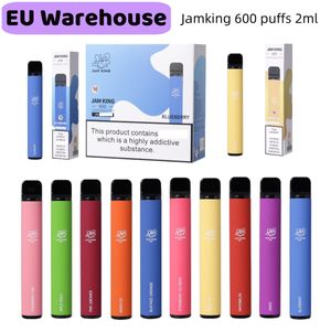 Jam King EU Stock Vapes Puff Bar 600 2ml E-juice 10 Flavors Disposable Cigarette China Wholesale Vape Stick 550mAh Battery 20mg Nic Mesh Coil