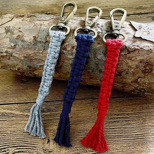 Keychains Woven Macrame Key Chain Accessories Clip For Women Bohemian Exquisite Handmade Multi Colors Tassel Ring Charm Holiday Gift