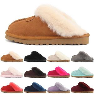 Sell designer fur slipper boots fluffy platform slides scuffs wool shoes winter boot sheepskin fur home real leather classic brand boot casual women outside slider