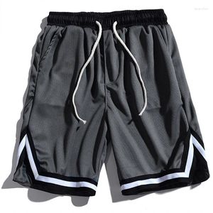 Shorts masculinos verão basquete homens listra jogger casual correndo calças curtas esportes baggy solto suor bolso juventude