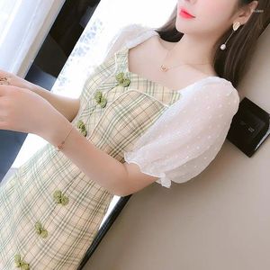 Casual Dresses Women Summer 2024 Style Cheongsam Dress Women's Bubble Sleeve A- Line Vestido de Mujer Femme Robe