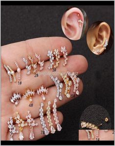 Kolczyki do stadnin 1PC CZ zakrzywiona biżuteria do przebijania lage 20G stal nierdzewna kolczyka tragus conch conch śrub do ucha RFCO81696308