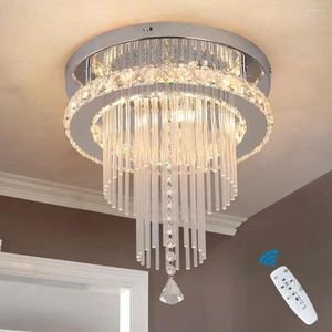 Chandeliers Deckrico 11.8" Crystal Chandelier Modern LED Ceiling Lamp Dimming With Remote Control Lighting Fixtures For Kitchen Bedroom