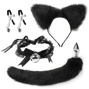 Seductive Adult Products Kit with Alternative Fox Headband Bell Collar Nipple Clamps SM Bondage Sex Toys 240105