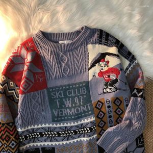 Gilet da uomo 2024 Natale Hong Kong stile retrò orso maglione addensato vento pigro sciolto autunno e inverno moda degli amanti 2XL