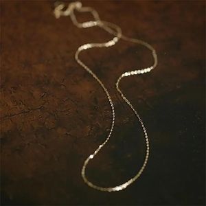 GOLDtutu Genuine 14K Solid Gold Necklace Minimal Simple Style Neck Chain Fine Jewelry Real Au585 for Women Girl kj159 240104