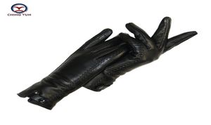 Rękawiczki damskie oryginalne skórzane zimowe ciepłe kobietę miękkie żeńskie futra królika podszewki nitowe zapięcie wysokiej jakości rękawiczki Y1911139671568