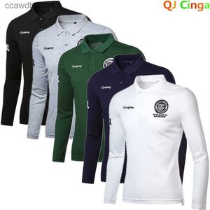 Herrpolos Autumn New White Long Sleeve Polo Shirt Men Brand Pullover Cotton T-shirt Gray Green Black Brodery Tees T240105