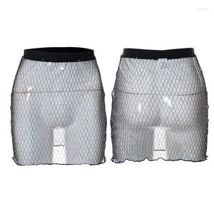 Women's Swimwear Women Sexy See Through Mini Skirt Mesh Fishnet Hollow Out Beach Bikni Swimsuit Cover Up For Party Summer Pool