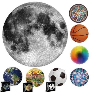 65CM Round Puzzle 1000 Pieces Kid 3D Earth Moon Rainbow Paper Assemble Jigsaw Games Eon Toy For Adult 240104
