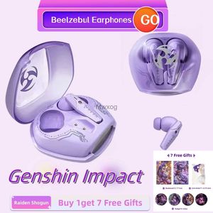 Mobiltelefonörlurar genshin påverkar hörlurar Beelzebul Wanderer Meow Tip Tone Wireless Bluetooth Headset Cosplay Active Noise Cancellation Earbuds YQ240105