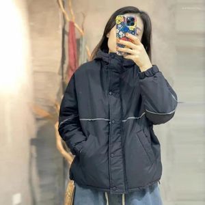 Women's Trench Coats 2024 Winter Female Clothing Hooded Splice Retro Filled Cotton Coat Fashion Casual Outdoor Warm Lady Loose Jacket