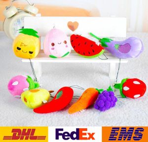 Novos desenhos de frutas vegetais pingente de pelúcia brinquedos crianças crianças carro pingente celular bolsa chaveiro chaveiro presentes de natal 613cm wxk8234202