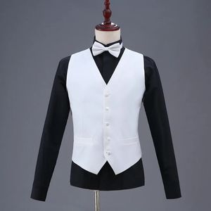 Fashion Suit Vest for Wedding Tuxedo Suits Men's White Black Formal Waistcoat Party Stage Performance Suit Vest 240104